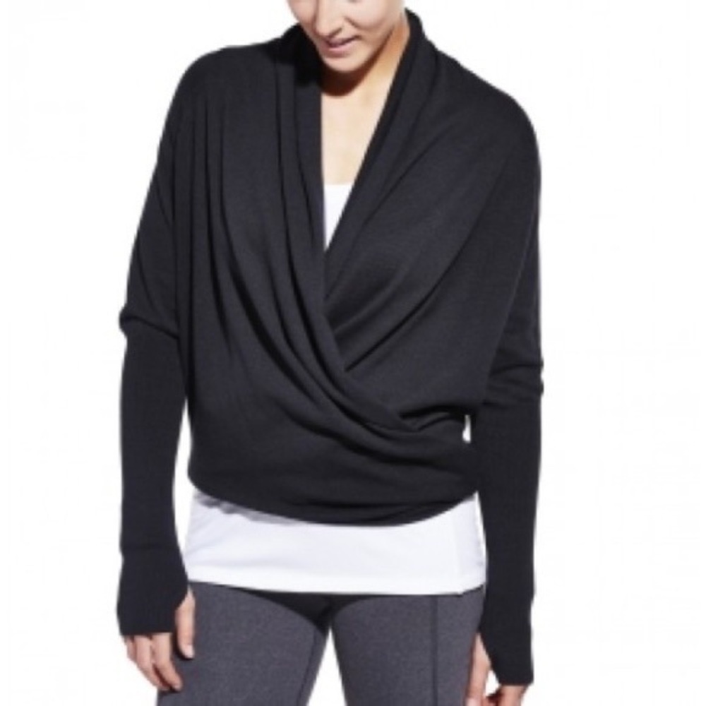 Calia By Carrie Underwood Black Ballet Wrap Sweater Size Small